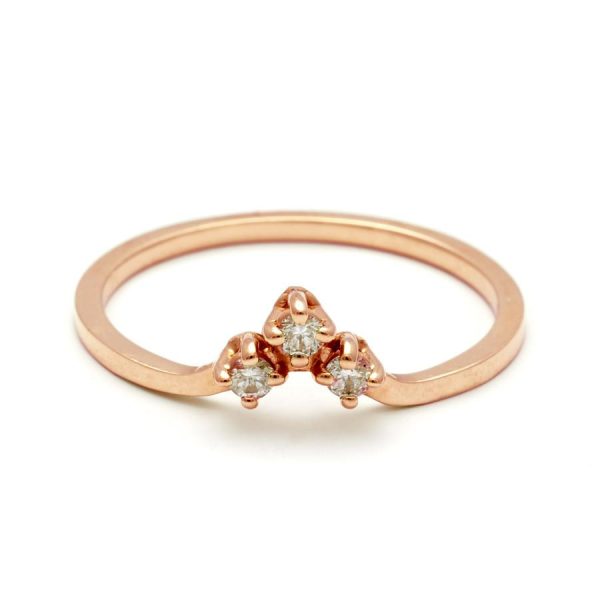 Bea Arrow Band in Rose Gold with White Diamonds