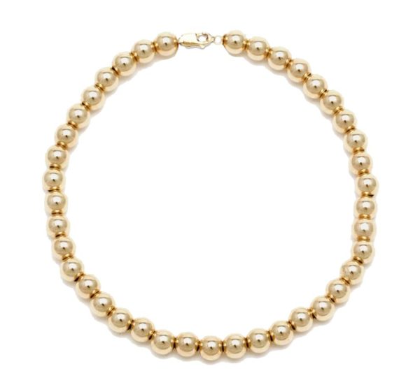 4mm Gold Ball Necklace 15″