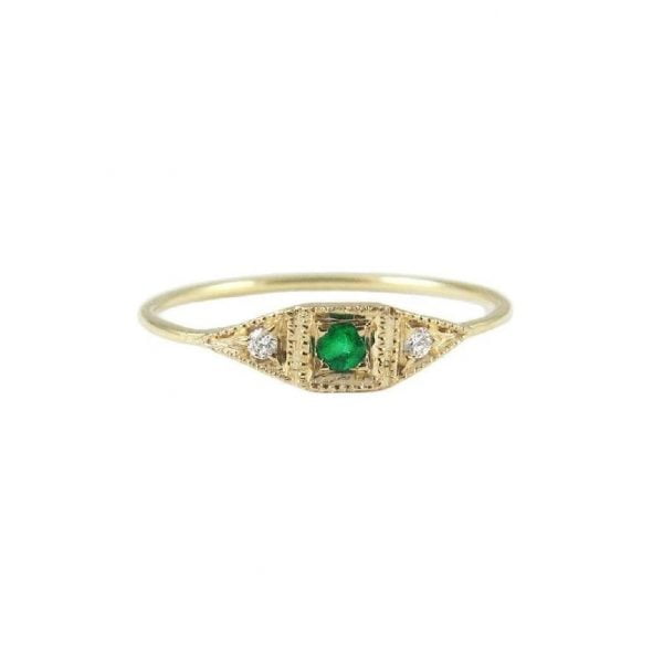 Mini Deco Point Ring – Emerald