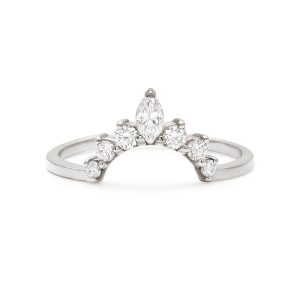 Marquise Tiara Band in 14K White Gold with White Diamonds
