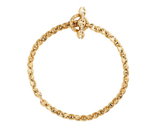Open Link Bracelet in Yellow Gold with Diamonds