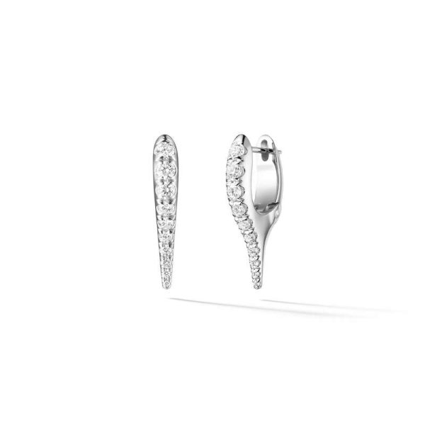 Mini Lola Needle Earrings with Diamonds in 18K White Gold