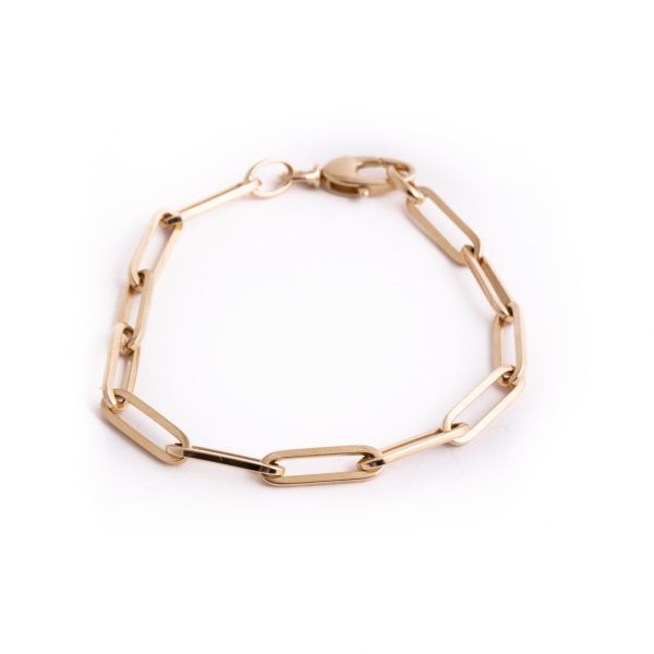Extra Large Solid Paper Clip Bracelet in 14K Yellow Gold