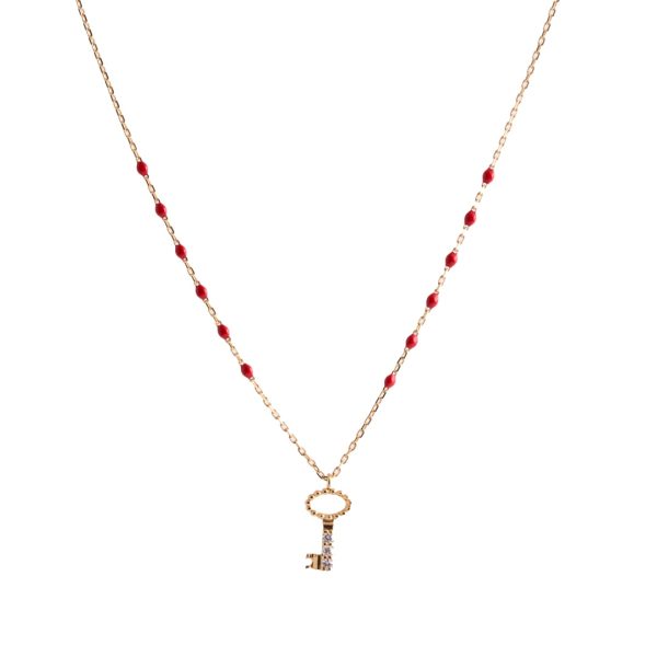 Mini Key Necklace in Poppy