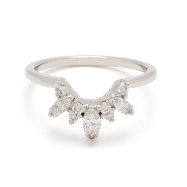 Marquise Butterfly Tiara Band in 14K White Gold and White Diamonds