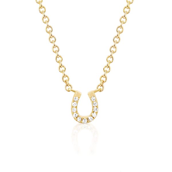 Mini Diamond Horseshoe Choker Necklace in 14K Yellow Gold