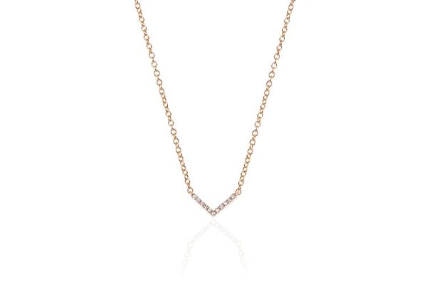 Mini Diamond Chevron Necklace in 14K Rose Gold