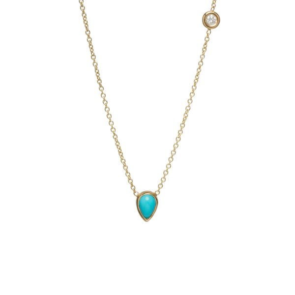 Turquoise and Floating Diamond Necklace