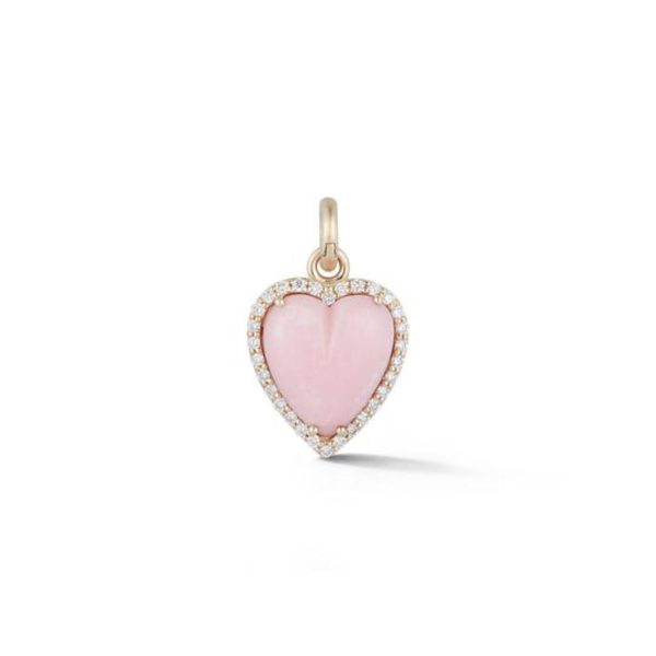 Diamond and Pink Opal Alana Heart Charm