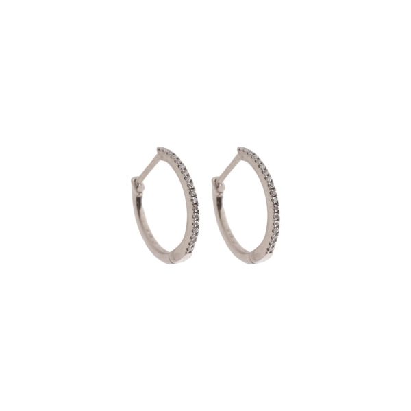 12mm Thin Diamond Hoops in White Gold