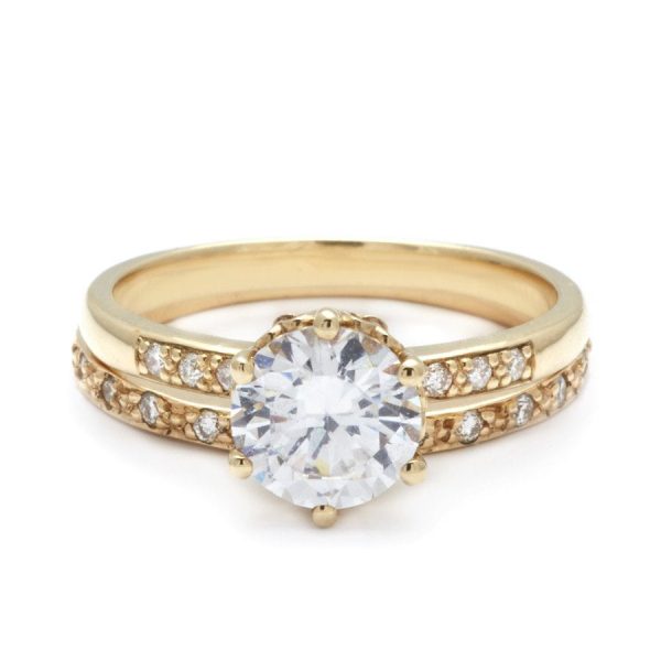 SAMPLE Hazeline Semi Mount Setting with .5ct CZ in 14K Yellow Gold