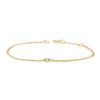 Extra Small Curb Chain Bracelet with Floating Diamond in 14K Yellow Gold