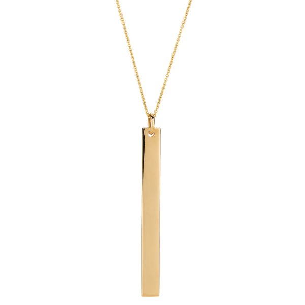 Long Engravable Bar Charm in 14K Yellow Gold