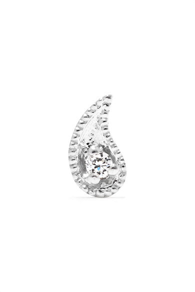Diamond Paisley Stud in White Gold – Right Side