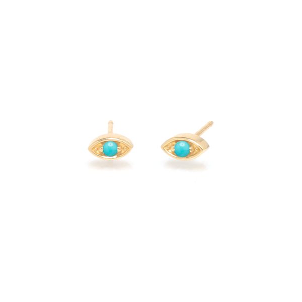 Turquoise Eye Studs in 14K Yellow Gold