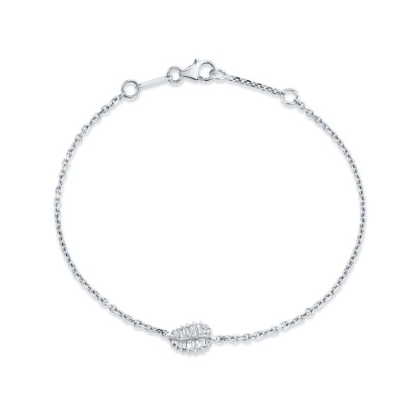 Small Palm Leaf Chain Bracelet in 18K White Gold