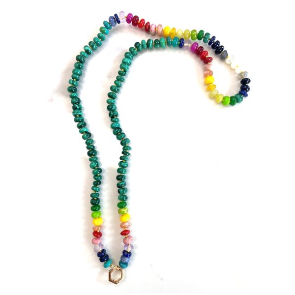 32″ Malachite and Rainbow Bead Foundation Necklace