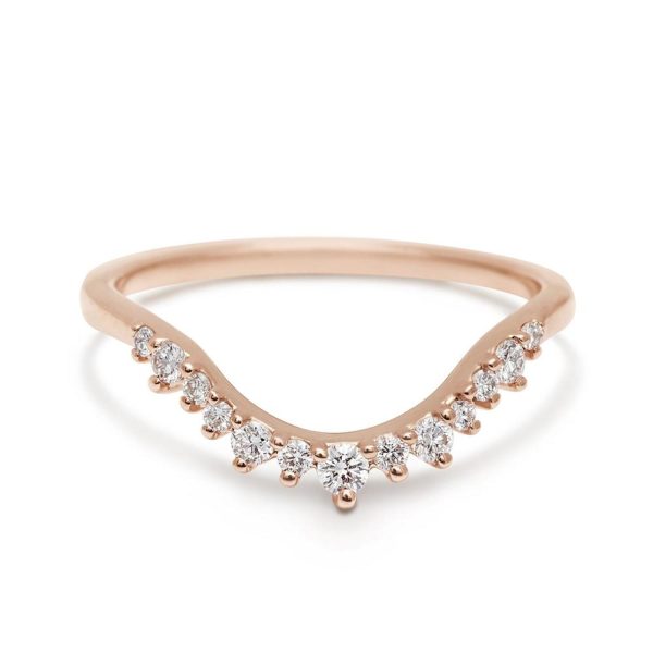 Tiara Curve Band with White Diamonds in 14K Yellow Gold