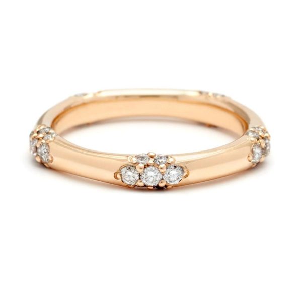5 Cluster Celestine Band in 14K Yellow Gold with White Diamonds