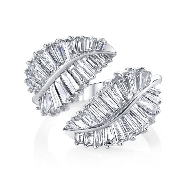 Palm Leaf Ring in 18K White Gold