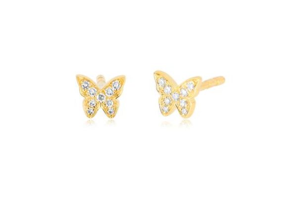 Butterfly Stud Earring Single Yellow Gold