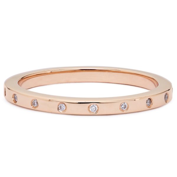 Thin Les Points Stackable Band with Diamonds
