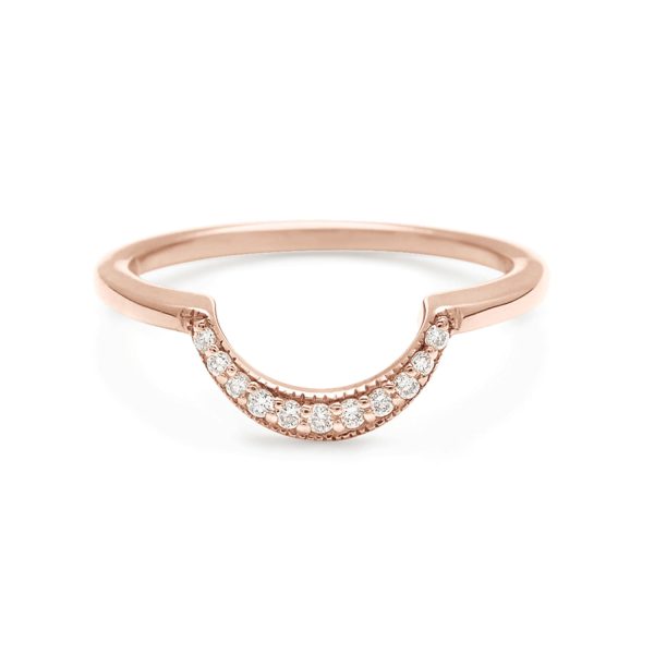 Crescent Band in Rose Gold with White Diamonds