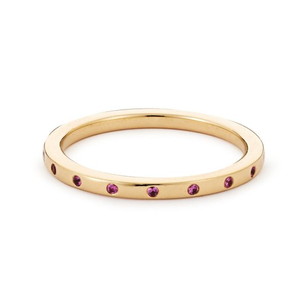 Thin Les Points Stackable Ring with Pink Sapphire