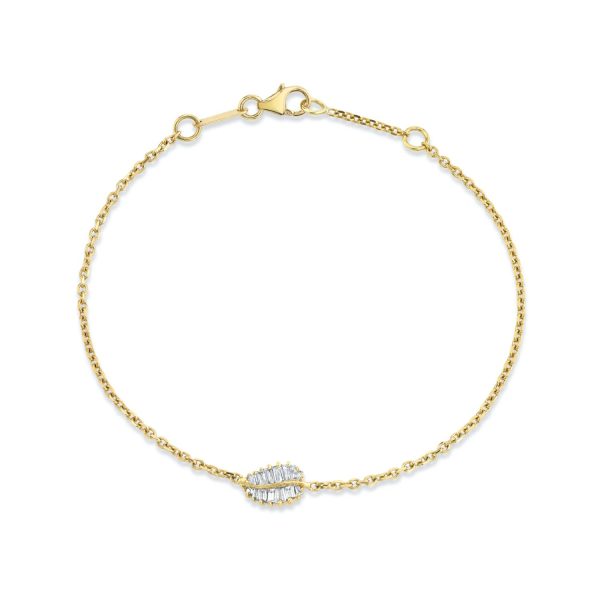 Yellow Gold Small Palm Leaf Chain Bracelet