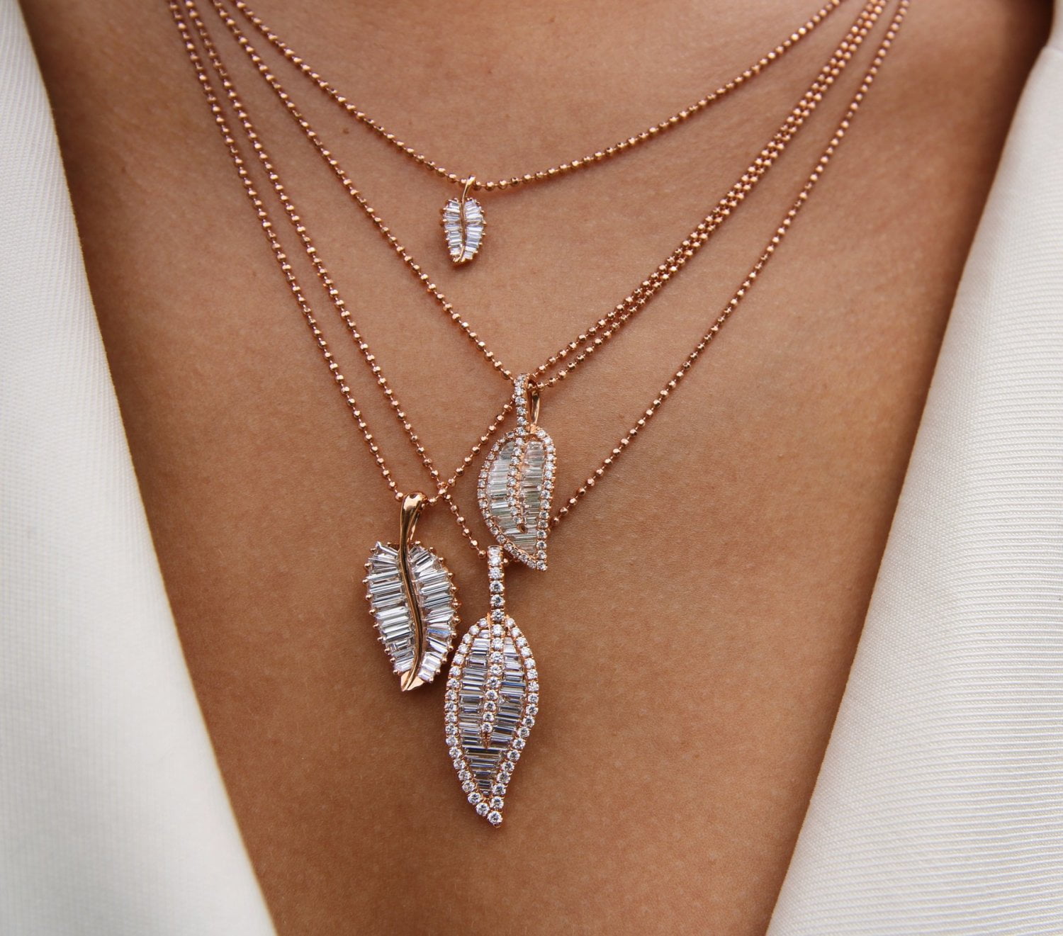White Gold Small Palm Leaf Necklace
