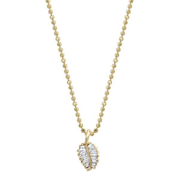 Small Palm Leaf Necklace in 18K Yellow Gold
