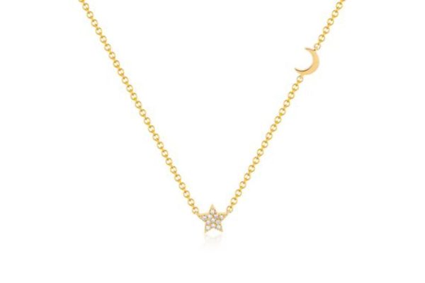 Baby Diamond Star and Gold Moon Necklace