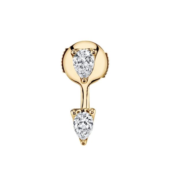 Yellow Gold Pear Diamond Orbit Earring (Single)