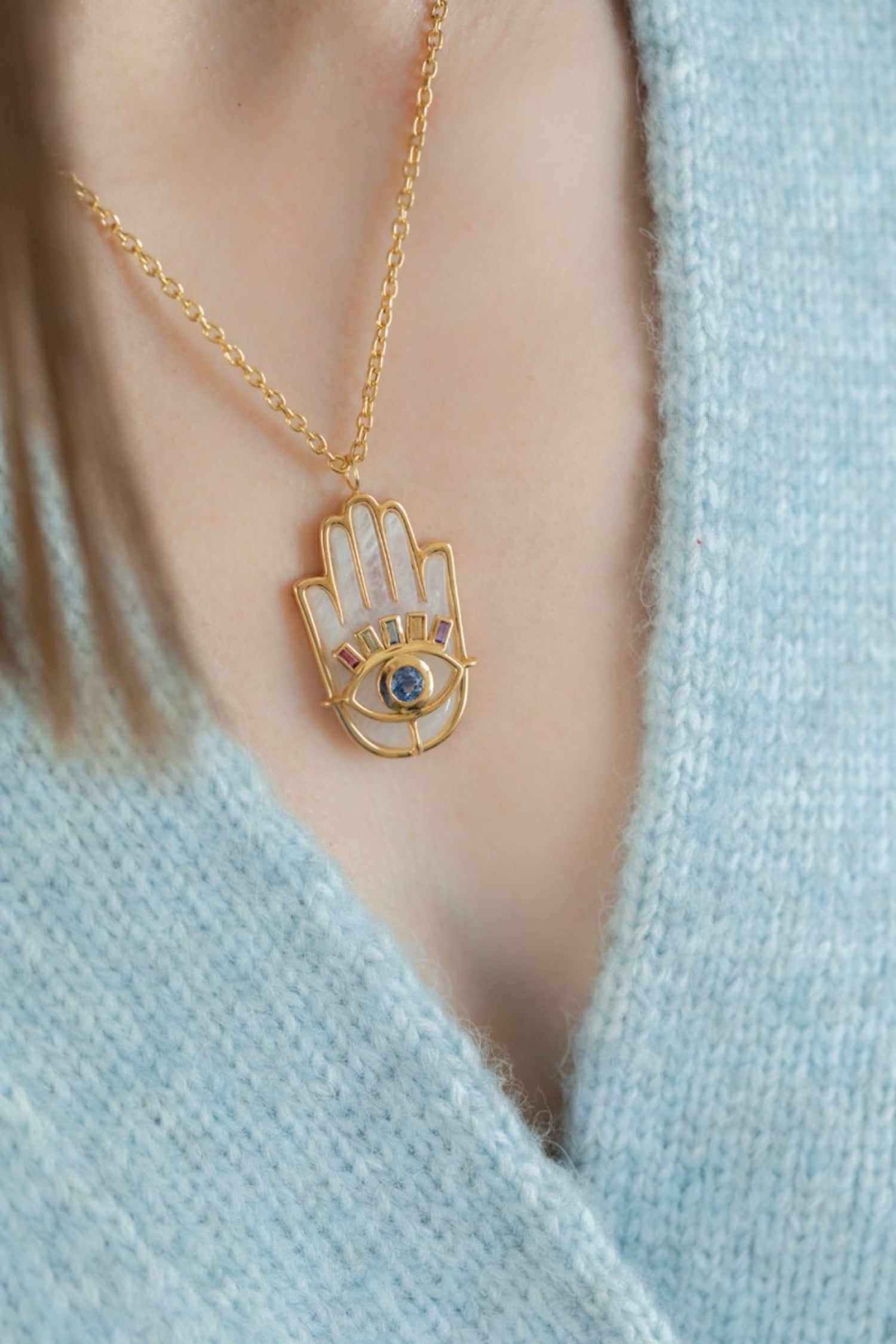 18k gold shop hamsa necklace