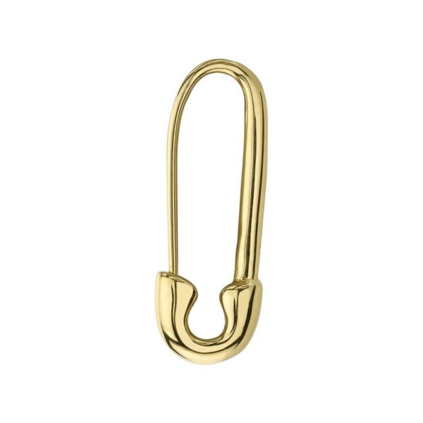 18K Yellow Gold Safety Pin Earring Plain (Single)