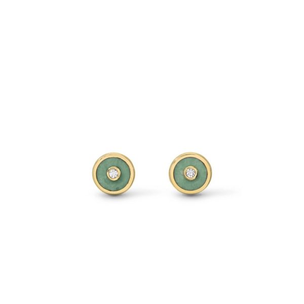 Mini Compass Earrings in Green Turquoise