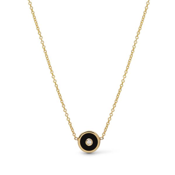 Mini Compass Necklace in Black Onyx
