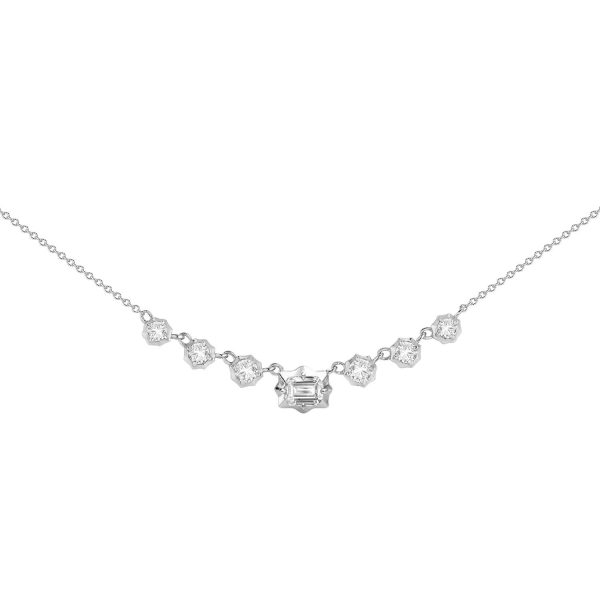 Vanguard 7-Stone Necklace in 18K White Gold