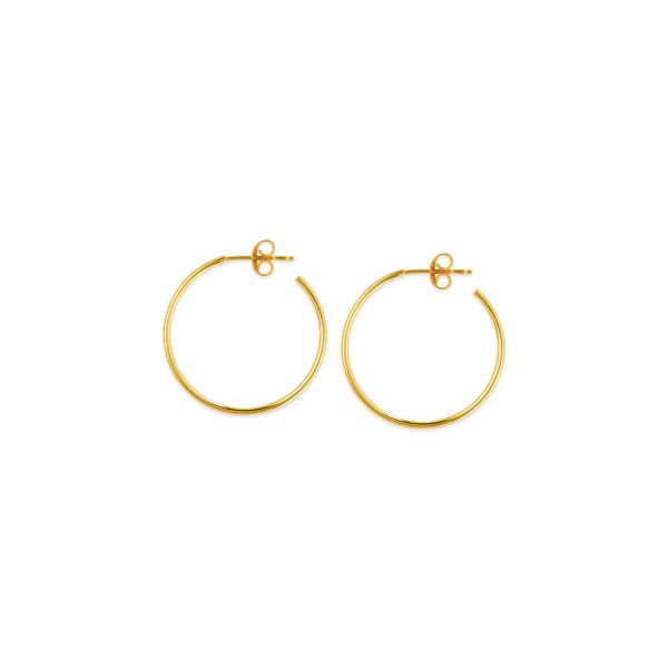25mm x 1.2mm Hoop Post Earrings Yellow Gold