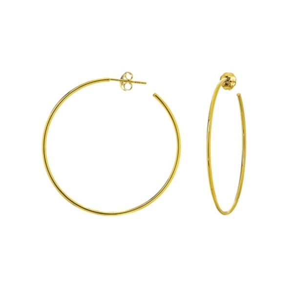 Thin 40mm Hoop Post Earrings in 14K Yellow Gold