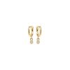 (Single) Extra Small Dangling Diamond Huggie Hoop in 14K Yellow Gold
