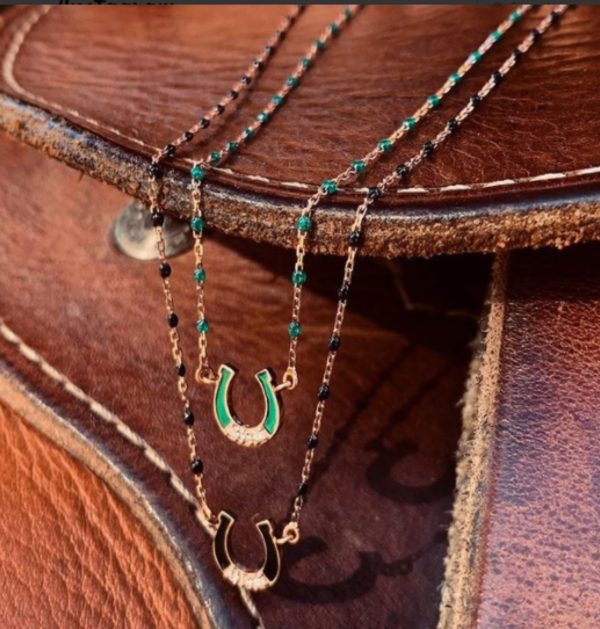 16.5″ Mini Diamond Horseshoe Necklace in Emerald