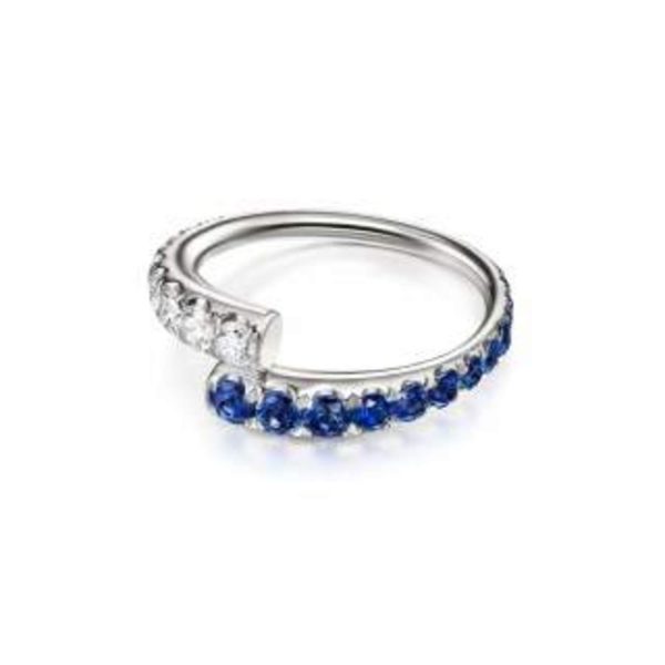 Lola Ring with Diamonds and Sapphires in 18K White Gold