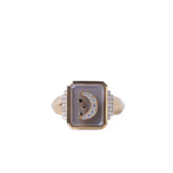 Crescent Moon Signet Ring in 18K Yellow Gold