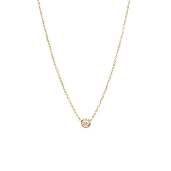 14K Yellow Gold Choker Chain Necklace with 3mm Diamond