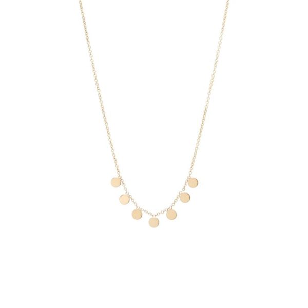 7 Itty Bitty Round Discs Necklace in 14K Yellow Gold