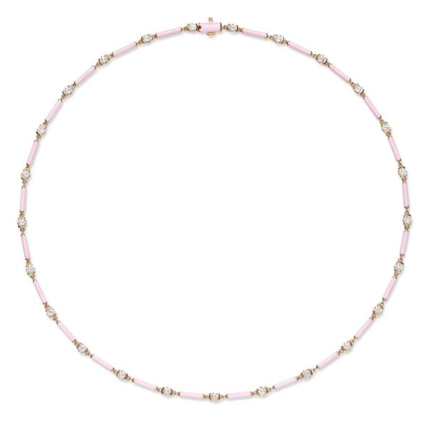 Zea Linked Necklace in Pastel Pink Enamel
