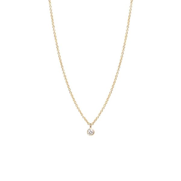 Single Diamond Bezel Necklace in 14K Yellow Gold