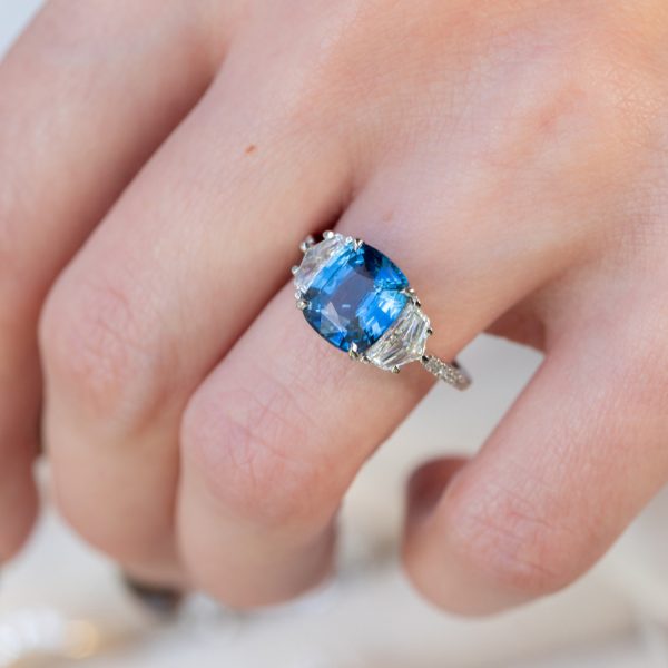 Sapphire Epaulet Engagement Ring