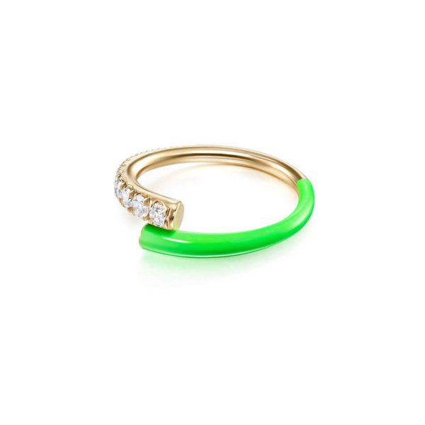 Lola Pinky Ring in Neon Green Enamel